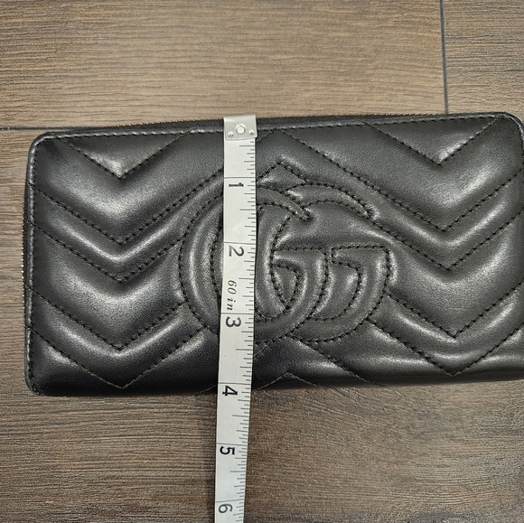 GUCCI GG MARMONT Black Zip Around Leather Wallet - Picture 12 of 13